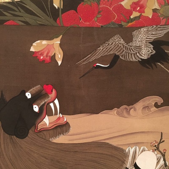 《鸟·袅》 58×389cm 绢本水墨、金箔 2017 (局部)
《鸟·袅》 58×389cm 绢本水墨、金箔 2017 (局部)