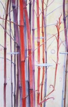 《丛竹红玉》 102 x 66 cm 纸本水彩 2016
《丛竹红玉》 102 x 66 cm 纸本水彩 2016