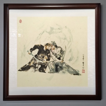 李文培 《三岔口》 纸本水墨 60x60cm 2017
李文培 《三岔口》 纸本水墨 60x60cm 2017