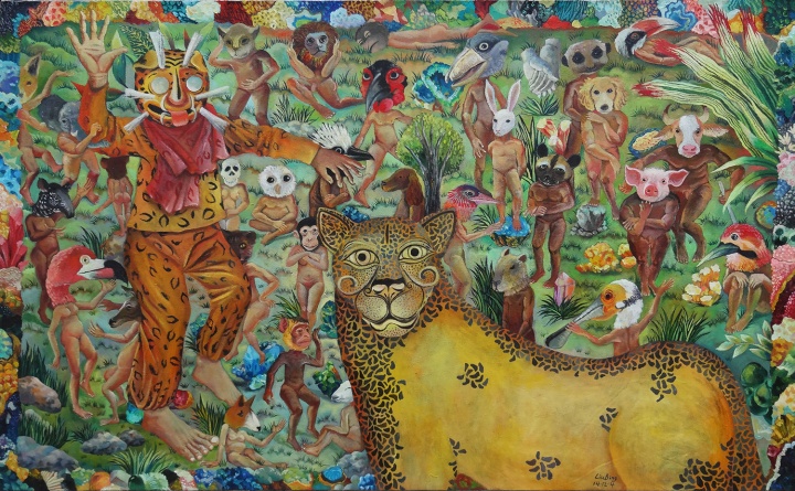 美洲豹在达尔文岛 2014 布面油画 100×160cm
美洲豹在达尔文岛 2014 布面油画 100×160cm