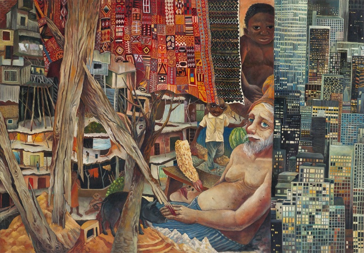 贫民窟没有百万富翁也没有悲惨饥荒 2015 布面油画 125×180cm
贫民窟没有百万富翁也没有悲惨饥荒 2015 布面油画 125×180cm