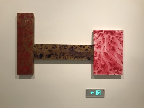 安东尼奥·迪亚斯《无题》120×210×5cm 布面丙烯、氧化铁、金叶和铜叶 2014 
