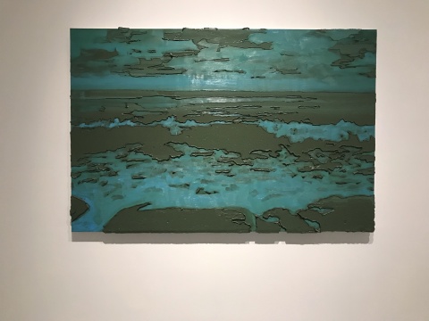 罗德里戈·安德拉德《碧蓝色波浪（森山大道）》120×180cm 布面油彩，装裱在中密度纤维板之上 2014 
