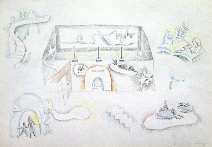 2014年iSTART主题展,李杰绘制的展厅设计手稿之一
2014年iSTART主题展,李杰绘制的展厅设计手稿之一