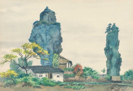 张光宇 《风景之十八（绍兴柯岩）》  27×39cm 纸本水彩 1954

估价：RMB 150,000-200,000
