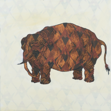 《大象》150x150cm 布面油画 2015
《大象》150x150cm 布面油画 2015