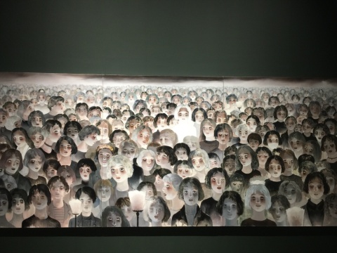 王小双 《面孔-5》 150×360cm 布面丙烯 2014-2015
