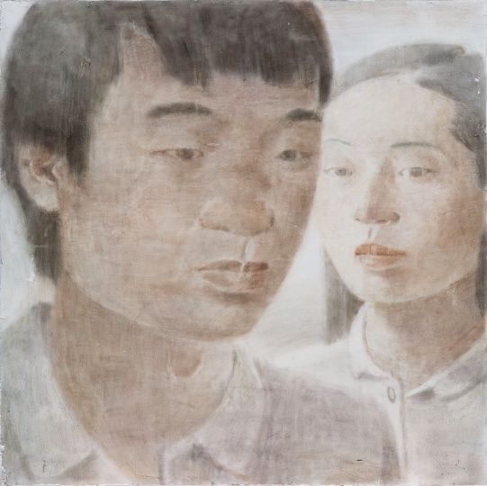《姐弟》75×75cm 木板坦培拉 2017
《姐弟》75×75cm 木板坦培拉 2017