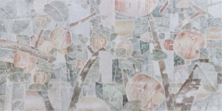 《苹果园》 300×600cm 布面坦培拉 2017
《苹果园》 300×600cm 布面坦培拉 2017