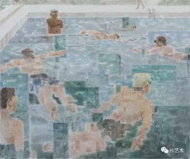 《游泳》 210×250cm 布面坦培拉 2017
《游泳》 210×250cm 布面坦培拉 2017