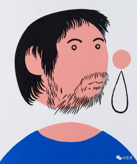 《穿蓝T恤的我之二》 60×50cm 布面丙烯 2017
《穿蓝T恤的我之二》 60×50cm 布面丙烯 2017