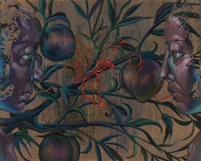 《蜜桃时节》 60×75cm 布面丙烯 20156
《蜜桃时节》 60×75cm 布面丙烯 20156