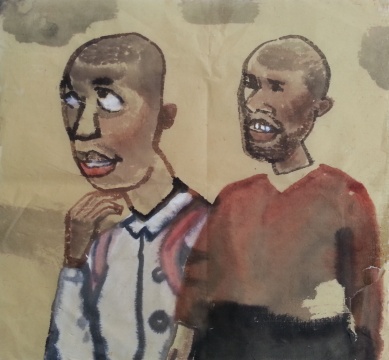 《面对陌生的黑人男子汉》  水墨  41×44cm   2013
