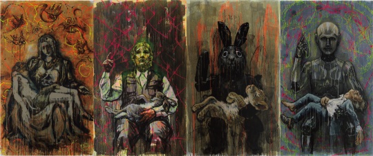 《如何向死去的解释所发生的》300×720cm 布面油画 2017
《如何向死去的解释所发生的》300×720cm 布面油画 2017