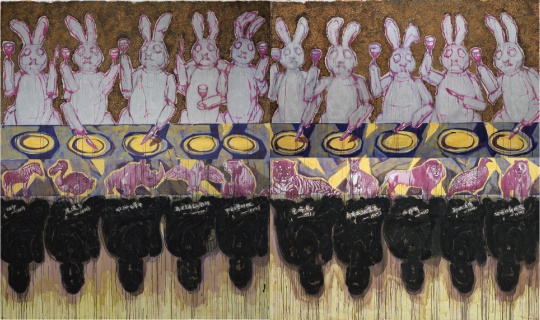 《十位饕餮者》180×300cm×4 布面丙烯 2017
《十位饕餮者》180×300cm×4 布面丙烯 2017