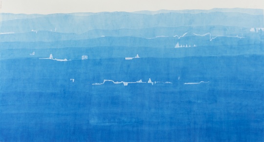 王公懿《韵律》94 x 171cm 蝉翼宣、水彩 2018
