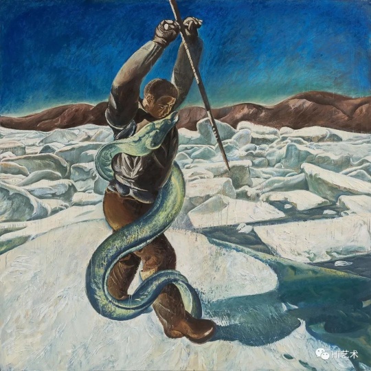 《偶像-凿冰》 200×200cm 布面油画 2018
《偶像-凿冰》 200×200cm 布面油画 2018