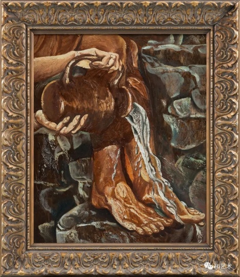 《偶像-洗脚》 77×67cm(含框) 布面油画 2017
《偶像-洗脚》 77×67cm(含框) 布面油画 2017