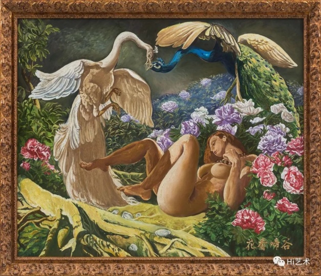 《偶像-花香啼谷》 170×220cm 布面油画 2018
“事物被以特定的方式组合之后,意义就产生了变化,衍生意义往往大于自身的意义。这类图示和浮华的装饰是一代人逃避不掉的视觉经验中的经典。”
《偶像-花香啼谷》 170×220cm 布面油画 2018
“事物被以特定的方式组合之后,意义就产生了变化,衍生意义往往大于自身的意义。这类图示和浮华的装饰是一代人逃避不掉的视觉经验中的经典。”