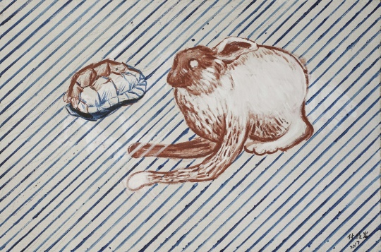 《乌龟与兔子》  布面丙烯  120x80cm  2018
