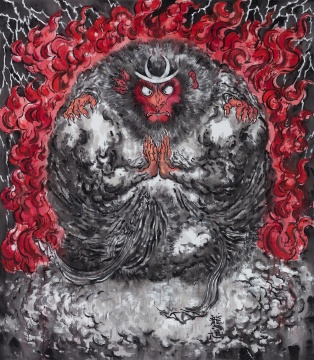 龚旭 《六耳猕猴列传之二心归一》 布面丙烯 180×160cm 2016
龚旭 《六耳猕猴列传之二心归一》 布面丙烯 180×160cm 2016