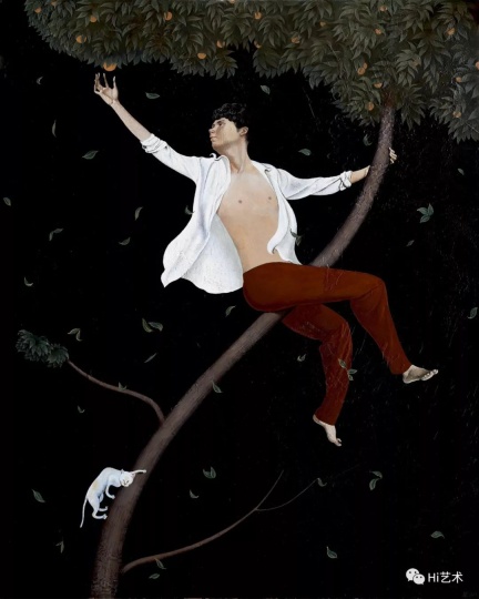 《摘果》 100×80cm 木板坦培拉 2017
《摘果》 100×80cm 木板坦培拉 2017