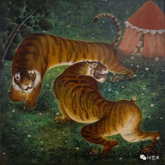 《两只老虎真奇怪》 40×40cm 木板坦培拉 2015
