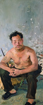 《卖桃人》 160X65CM 布面油画 2003
《卖桃人》 160X65CM 布面油画 2003