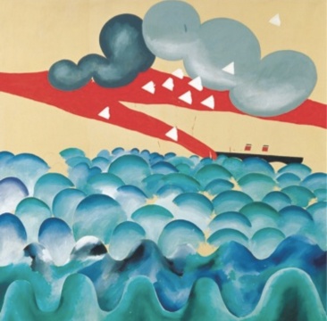大卫·霍克尼 《横渡大西洋》 183×183cm 布面油彩 1965
大卫·霍克尼 《横渡大西洋》 183×183cm 布面油彩 1965