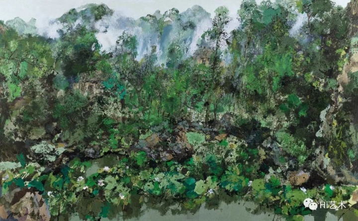 洪凌《夏荷》150x240cm 油彩画布 2003
洪凌《夏荷》150x240cm 油彩画布 2003