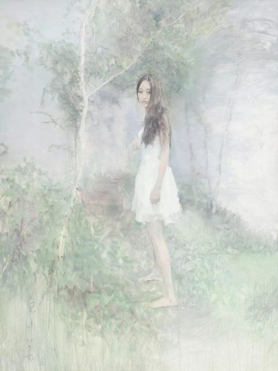 《叶下》 200x150cm 布面油画 2014
《叶下》 200x150cm 布面油画 2014