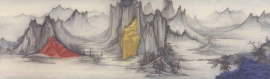 徐累《互山-1》 纸本 61.5 × 210 cm 2017 
