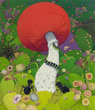 张弓 《天真的蘑菇》 布面丙烯 110×94cm 2018
张弓 《天真的蘑菇》 布面丙烯 110×94cm 2018