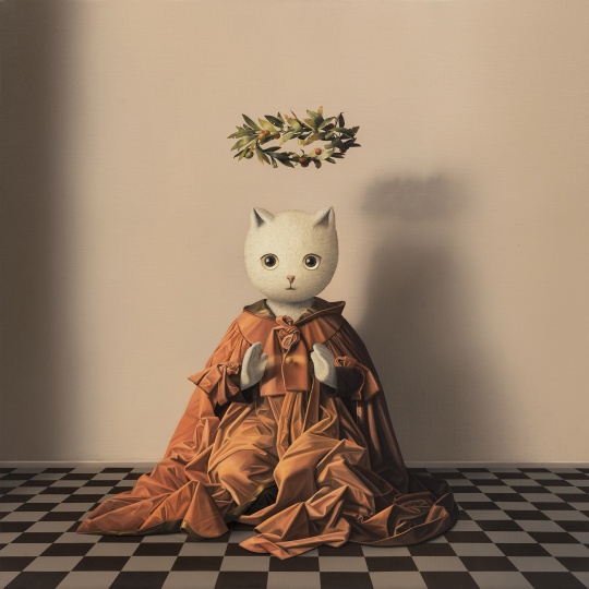 张凯《掌中的伊里丝》80×80cm 布面油画 2018
张凯《掌中的伊里丝》80×80cm 布面油画 2018