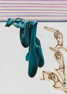 《三个手指札记》35 x 25cm 布面丙烯、油画  2017      
