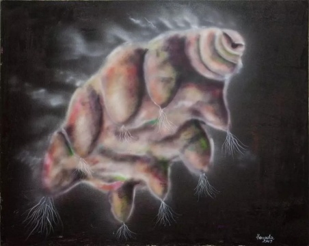 尤阿达，《灯塔水熊》，2017，绘画，150 cm x 120 cm
