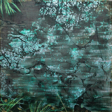《白日梦境·1》140×140cm 大漆、苎麻、木屑 2018
《白日梦境·1》140×140cm 大漆、苎麻、木屑 2018