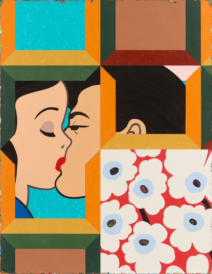 《不管醒不醒都要亲的白马王子》 180×140cm 亚克力颜料、画布 2018
《不管醒不醒都要亲的白马王子》 180×140cm 亚克力颜料、画布 2018