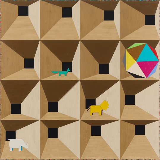 《住在集合住宅的动物先生小姐》 160×160cm 亚克力颜料、画布 2016-2017
《住在集合住宅的动物先生小姐》 160×160cm 亚克力颜料、画布 2016-2017