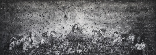 张洹  《问孔子 No.8》280 × 780 cm 香灰、亚麻布 2012