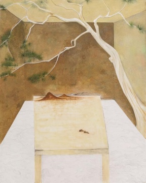 尹朝辉《内境》168x135cm 布面蛋彩、油画、墨 2018
尹朝辉《内境》168x135cm 布面蛋彩、油画、墨 2018