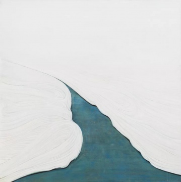 尹朝辉《潮之三》160x160cm 布面油画、墨 2018
尹朝辉《潮之三》160x160cm 布面油画、墨 2018