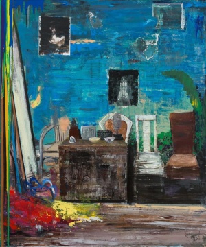 尹朝宇《室内景》 181x150cm布面油画、丙烯、拼贴 2016-2018
尹朝宇《室内景》 181x150cm布面油画、丙烯、拼贴 2016-2018