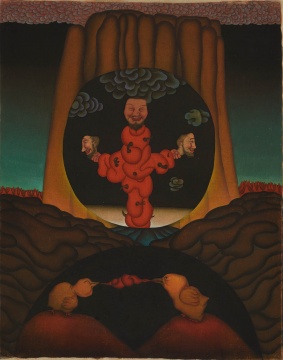 李津 《光环组画之二》100×65cm 水墨、布面设色  1993
