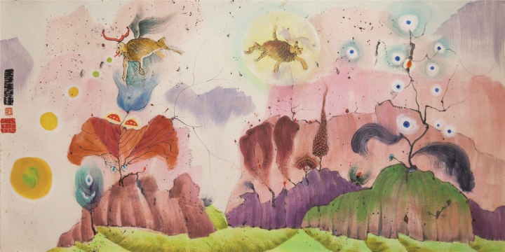 《无题》(海底花园奇景)69×136cm 纸本彩墨 1972 ©BAO私人收藏
《无题》(海底花园奇景)69×136cm 纸本彩墨 1972 ©BAO私人收藏