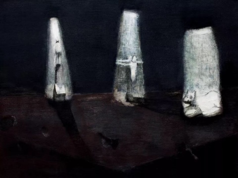 王焕青《三个隐藏的秘密》 160×120cm 布面油彩、丙烯 2014
王焕青《三个隐藏的秘密》 160×120cm 布面油彩、丙烯 2014