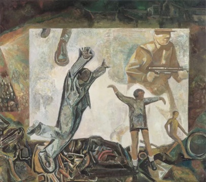 王焕青 《露天电影》 133x150cm 布面油彩 1993 
