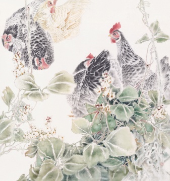 《小院悄悄》 83cm×76cm 1988年 绢本设色
《小院悄悄》 83cm×76cm 1988年 绢本设色