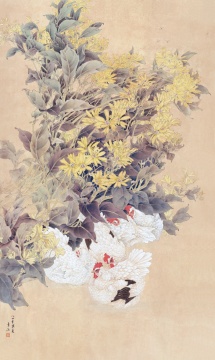 《园边即景》 148cm x 88.5cm 1984年 纸本设色
《园边即景》 148cm x 88.5cm 1984年 纸本设色