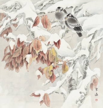 《初雪》 42cm×40cm 1992年 纸本设色
《初雪》 42cm×40cm 1992年 纸本设色